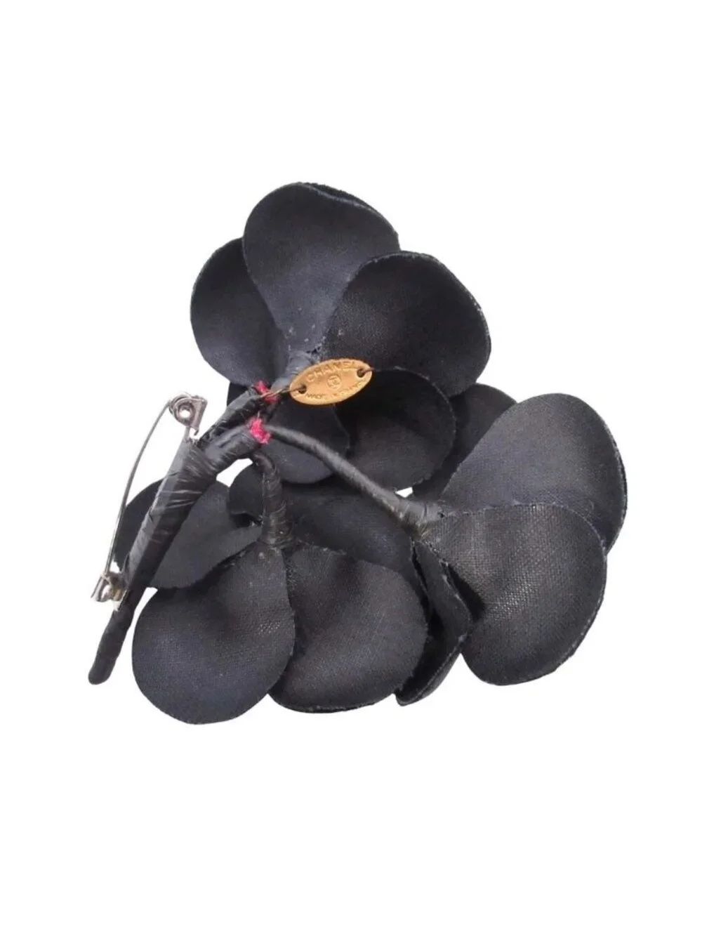 Chanel Triple Camellia Corsage Pin Brooch Formal Black - Picture 3 of 6